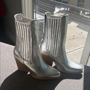 Chinese Laundry Silver Ankle Booties